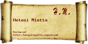 Hetesi Mietta névjegykártya